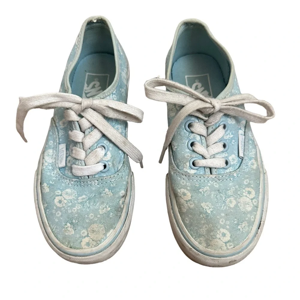 Vans blue floral platform sneakers